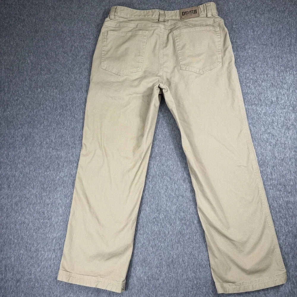 Duluth Trading Pants Mens 36x30 Khaki Flex Fire Hose Stretch Canvas Work